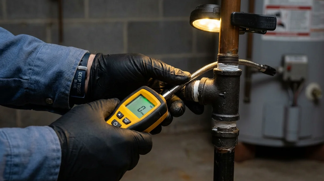Gas leak detection with electronic sniffer by Johns Plumbing LLC in Parowan